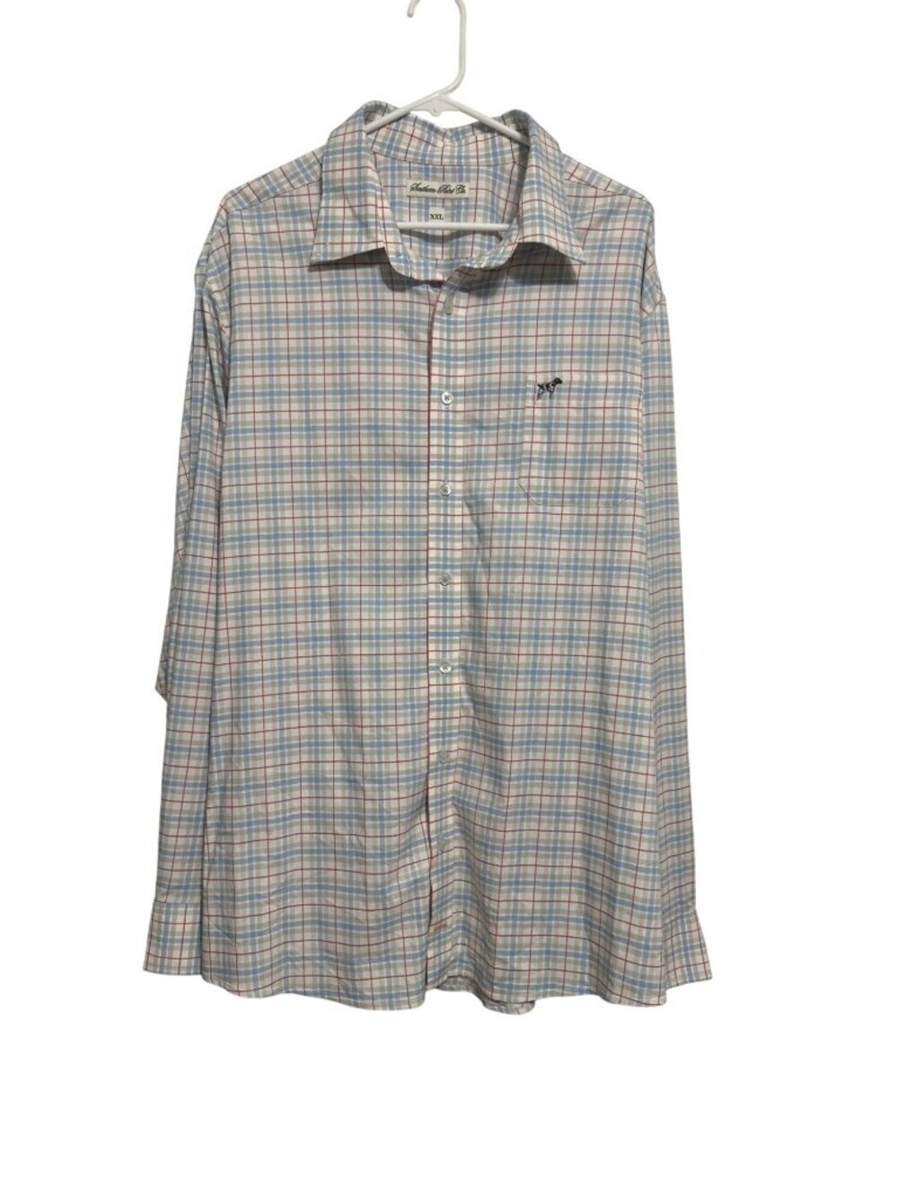 Southern Point Co Mens XXL Plaid Long Sleeve Button-Down Shirt With Dog Logo